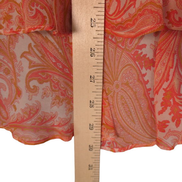 Banana Republic Skirt Womens Size 6 Orange Pink Floral 100% Silk Pull On Boho - Picture 6 of 9